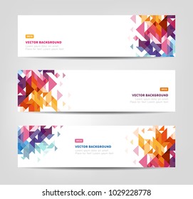 Abstract banners - website headers with geometricaly shaped pattern