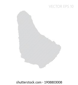Abstract Barbados map with gray diagonal lines. Barbados stripes map. Vector illustration EPS10.
