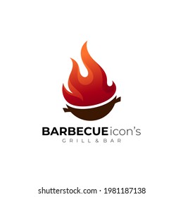 Abstract Barbecue logo with grill design vector