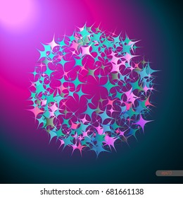 Abstract barbed form with spines. Isolated object. Geometric vector illustration on white background.