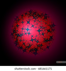 Abstract barbed form with spines. Isolated object. Geometric vector illustration on white background. Red