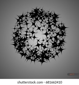 Abstract barbed form with spines. Isolated object. Geometric vector illustration on white background.