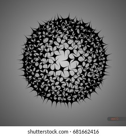 Abstract barbed form with spines. Isolated object. Geometric vector illustration on white background.