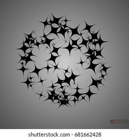 Abstract barbed form with spines. Isolated object. Geometric vector illustration on white background.