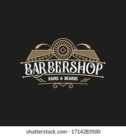abstract barbershop vintage logo design template 