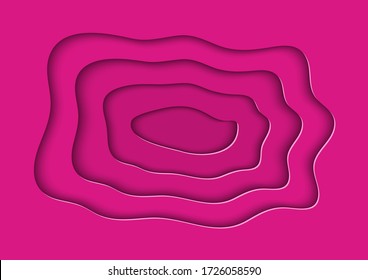 Abstract Barbie Pink Color Background Design In Modern Paper Cut Style With Empty Copy Space