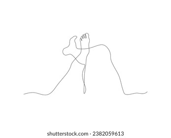 Abstract bare legs lie leg over leg, continuous one line art drawing