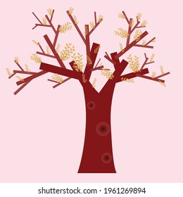 abstract bare tree vector illustration brown orange