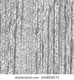 Abstract bark structure. Gray fibrous material marked by some cuts or cracks. Damaged carpet texture. Grunge background. Vector seamless.