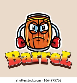 Plantilla vectorial del logotipo de mascota de barril abstracto