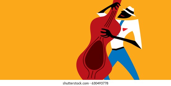 Abstract Base Guitar Player (Vector Art)