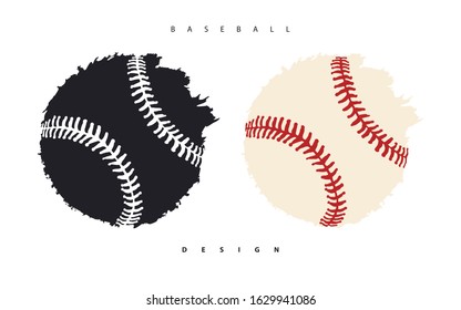 Abstract baseball ball isolated. Print design for t-shirt, poster, flyer. Grunge style, hand drawing.