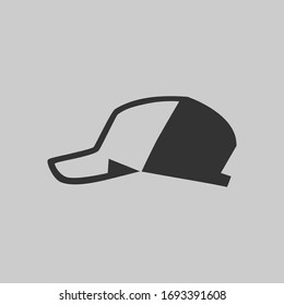 Abstract baseball cap symbol, icon on gray backdrop. Design element