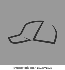 Abstract baseball cap symbol, icon on gray backdrop. Design element