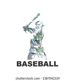 abstract baseball player in actions icons 