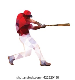 Abstract baseball player. Geometrical isolated silhouette. Baseball batter with bat and batting ball