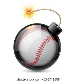 Abstract baseball shaped like a bomb. Illustration on white background for design