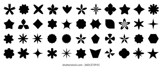 Abstract and basic shapes collection. Vector basic shape. Geometric formal shape. Polygonal elements. Modern trendy minimalist basic figures, lines, circles, hexagon, star, triangle flat style. Vector