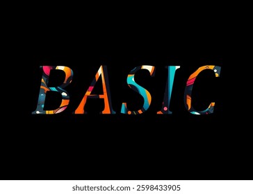 Abstract Basic Text Effect Design Black Background