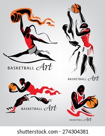 Abstract Basketball art Collection, Sport Players (vector Art)
