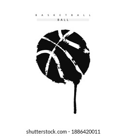 Abstract basketball ball on a white background. Sports grunge illustration for banner design, poster, t-shirt print. Hand drawing.
