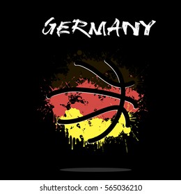 Abstract basketball ball painted in the colors of the Germany flag. Vector illustration