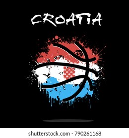 Abstract basketball ball painted in the colors of the Croatia flag. Vector illustration