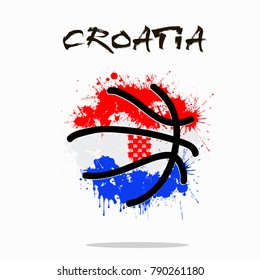 Abstract basketball ball painted in the colors of the Croatia flag. Vector illustration