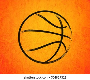 Abstract basketball drawn on a orange background. Grunge style. Vector illustration