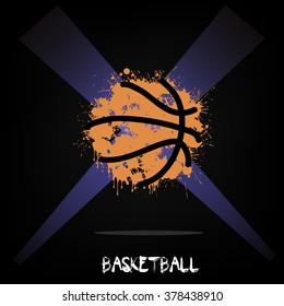 Abstract Basketball of ink blots in lighting. Vector illustration