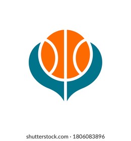 Abstract basketball logo design template elements, basket ball love symbol, vector illustration