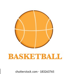 Abstract Basketball Over A White Background With Text.Flat Design. Vector Illustration 