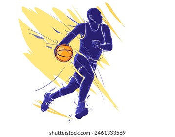 Abstract basketball player with ball. illustration of a basketball player
holding a ball. Silhouette of a basketball player man in action vector
illustration on isolated background