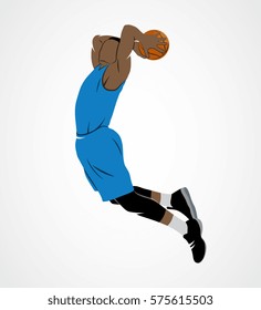 Abstract basketball player with ball on a white background. Vector illustration.