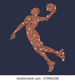 Abstract basketball player in jump Silhouette with the ball the air filled with differen - vector