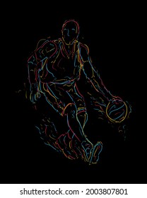 abstract basketball player line art vector illustration