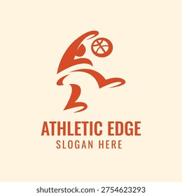 Abstract basketball player logo with dynamic athlete silhouette design. Ideal for sports branding, team identity, fitness business, athletic clubs, training programs, and basketball-related brand use.