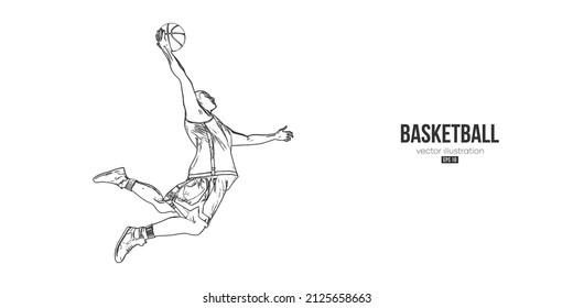 Abstract basketball player man in action isolated white background. Vector illustration