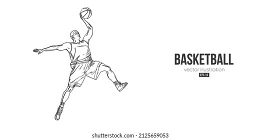 Abstract basketball player man in action isolated white background. Vector illustration