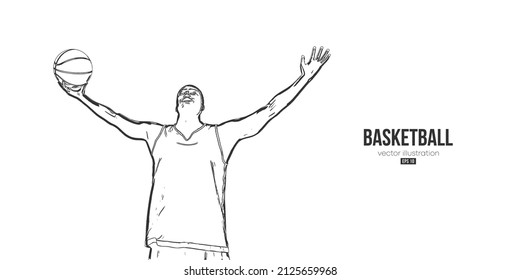 Abstract basketball player man in action isolated white background. Vector illustration