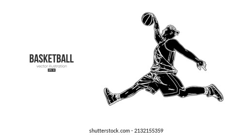 Abstract basketball player man in action isolated white background. Vector illustration