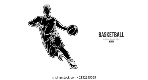 Abstract basketball player man in action isolated white background. Vector illustration