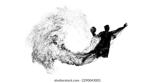 Abstract basketball player man in action isolated white background. Vector illustration