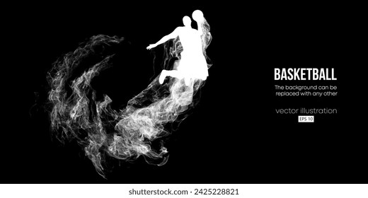 Abstract basketball player man in action isolated black background. Vector illustration