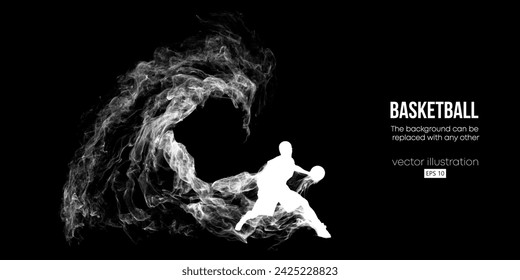 Abstract basketball player man in action isolated black background. Vector illustration