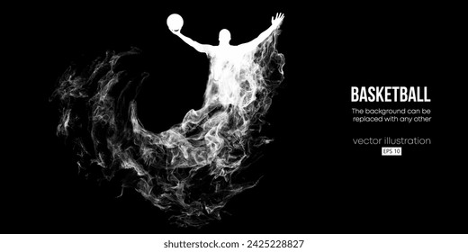 Abstract basketball player man in action isolated black background. Vector illustration