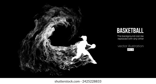 Abstract basketball player man in action isolated black background. Vector illustration