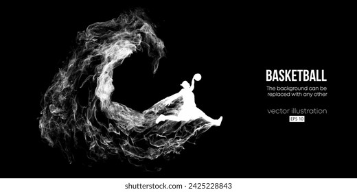 Abstract basketball player man in action isolated black background. Vector illustration