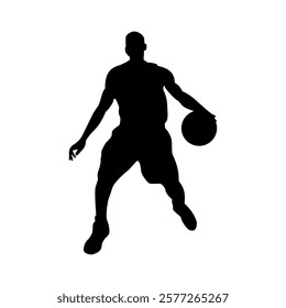 Abstract basketball player man in action isolated white background. Vector illustration silhouette