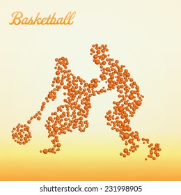 Abstract basketball player silhouette from balls dribbling
